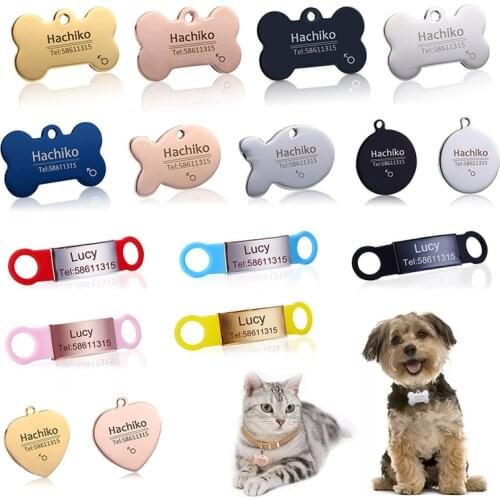 YVYOO New cat dog ID tag Free engraving dog Collar pet Charm Pet name pendant Bone Necklace Collar Puppy cat collar accessory
