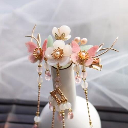 Original Design Tiara Hair Pins Vintage Hairgrip Handmade Hair Crab Stick Glass Petal Woman Hair Clip Wedding Hair Accessories