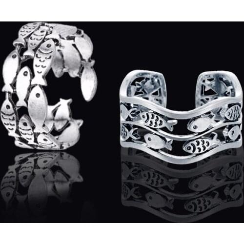 Cxwind Fashion Party Finger Wrap Ring Swimming Fish Band Rings Adjustable for Women Charming Rings Jewelry Drop Shipping