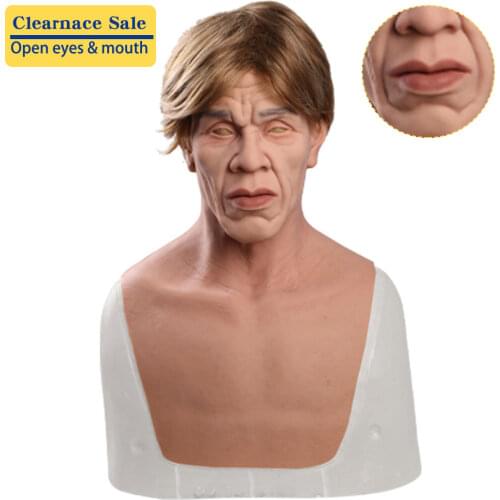 2021 Drag Queen Old Men Buke Mask Realistic Soft Silicone Masks Male Masquerade For April Fools Day Halloween Masquerade Props