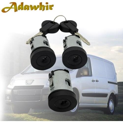 3PCS DOOR LOCK BARREL SET FOR FIAT SCUDO CITROEN XANTIA SYNERGIE DISPATCH JUMPY 9170.AY 4162C9