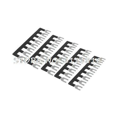 400V 10A 8 Postions Pre Insulated Terminal Barrier Strip Black 5 Pcs