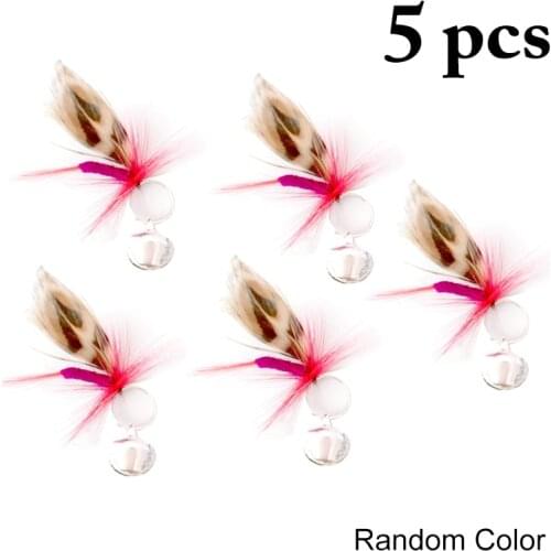 Lovely 5PC Replacement Feather Cat Toy Interactive Cat Teaser Funny Cat Toy Refill Worm Simulation With Bell Toy Pet Supplies