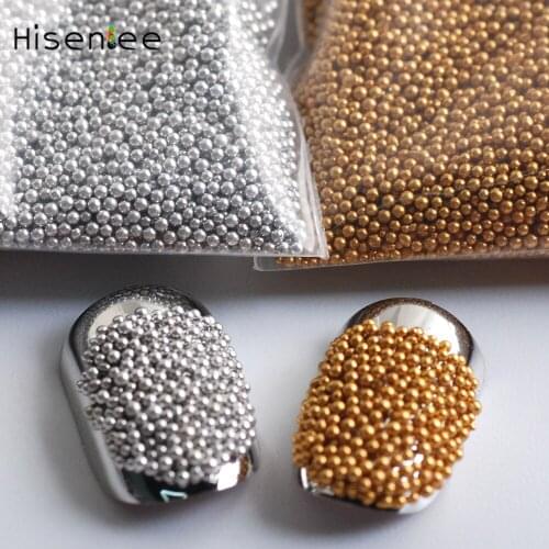 50 Gram Gold Silver Color Mini Nail Caviar Glass Glitter Beads Nail Art 3D Rhinestone Caviar Manicure Nail Bead Decoration