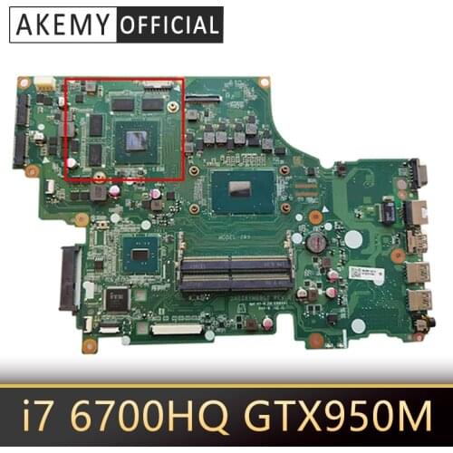 Akemy DA0ZRYMB8G0 for ACER V15 V5-591 V5-591G T5000 Laptop motherboard CPU i7 6700HQ GTX950M DDR4 Test OK Mainboard