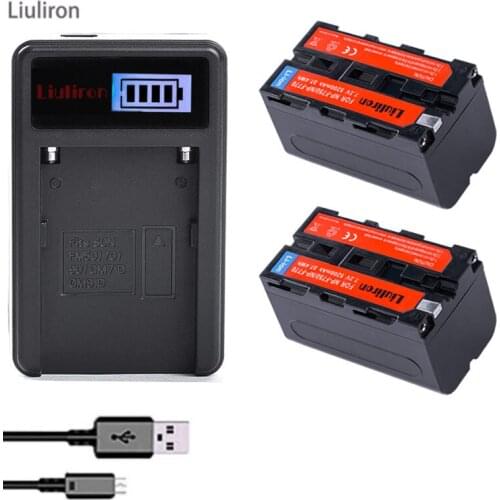 2pcs 5000mAh NP-F770 NP-F750 NP F770 np f750 NPF770 750 Batteries + LCD USB Charger for Sony NP-F550 NP-F770 NP-F750 F960 F970