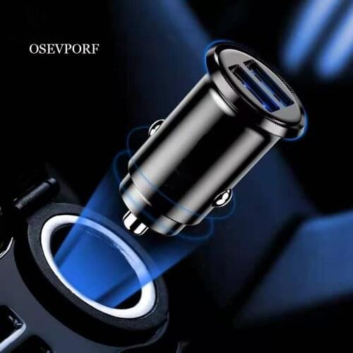 Car Universal Dual USB Charging Adapters For Mobile Phone Mini Charge For iPhone 12 11 Pro Max X Samsung S20 S10 Huawei P40 P30