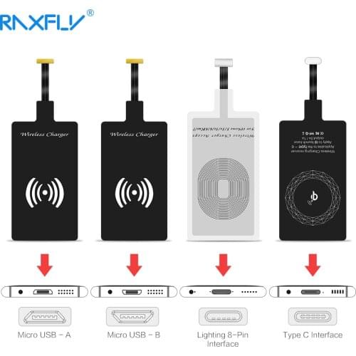 RAXFLY QI Wireless Charger Receiver For iPhone 5s 7 6 Plus Universal Wireless Charging Receiver for Micro USB Type-c Phone