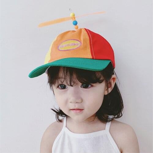 Kids Hats and Caps with Propeller Baby Boy Girls Color Blocked Baseball Cap Children Snapback Hip Hop Hat 6 Panels Bone Dad Hat