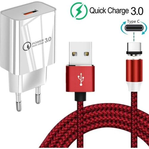 QC 3.0 Fast USB charger For Huawei nova 5T 6 SE Mate 20 10 P20 lite P30 Pro Phone Magnetic Type C Charge Cable Honor view 30 20