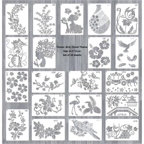 Bird Flower Stencil for Paintin DIY Crafts Making Artifact for Making Holiday Gifts for Novices for Card-making