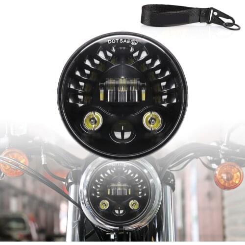 12V Motorcycle Headlight Round LED Driving Lamp Head Lamp 5 Lighting Modes for 5.75 inches Retro Turn Signal