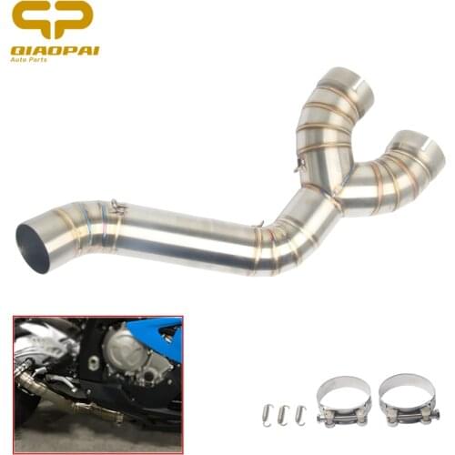 Motorcycle Middle Tube Link Pipe Slip on Escape Muffler Steel Adapter Pipe for BMW S1000RR S1000 RR S1000R 2010 2012 2013 2014