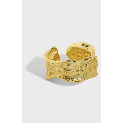 SHANICE S925 Sterling Silver Open Ring Ring style tin foil irregular ring trend hip-hop open womens adjustment ring Party Gift