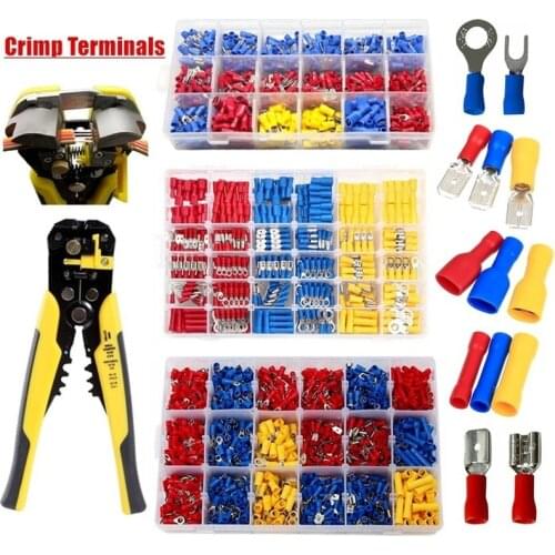 1200/660/330PCS Insulated Cable Connector Electrical Wire Assorted Crimp Spade Butt Ring Fork Set Ring Lugs Rolled Terminals Kit