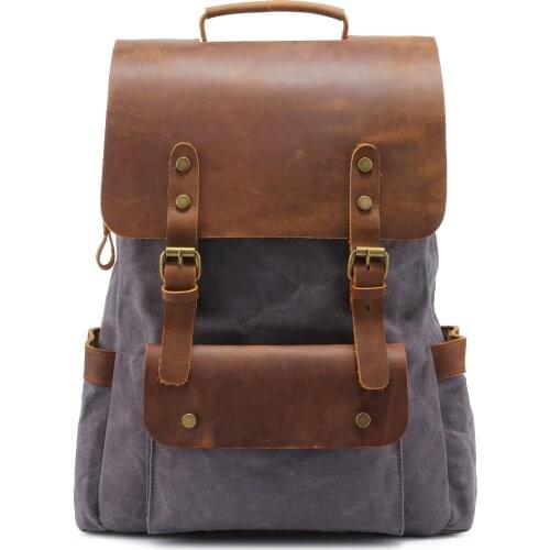 M352 Vintage Canvas Leather Laptop Backpack Male College School Bookbag Men Out Door Travel Casual Daypacks Waterproof Bagpack