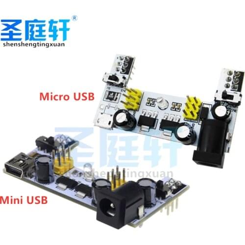 MB102 Mini Micro USB Interface Breadboard Power Supply MB-102 MODULE for Arduino DIY Kit White DC 7-12V 2 Channel Board