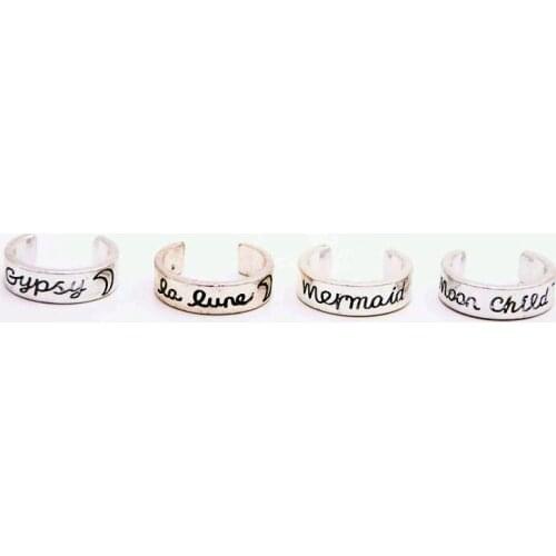 Fashion "La lune" And Moon Pattern Flat Ring Four different letter patterns are available