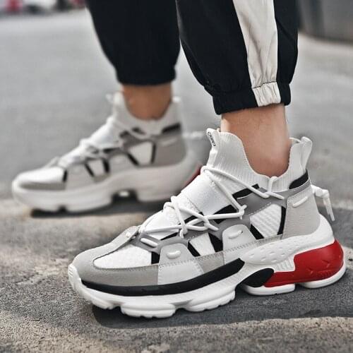 Fashion 2020 Hot Sell Summer Casual Shoes High-quality Flying Woven Breathable Daddy Shoes Height Increasing Anti-Odor Sneakers