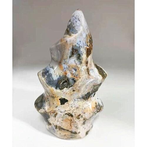 Natural quartz crystal sea jasper agate carved energy torch reiki ornaments healing