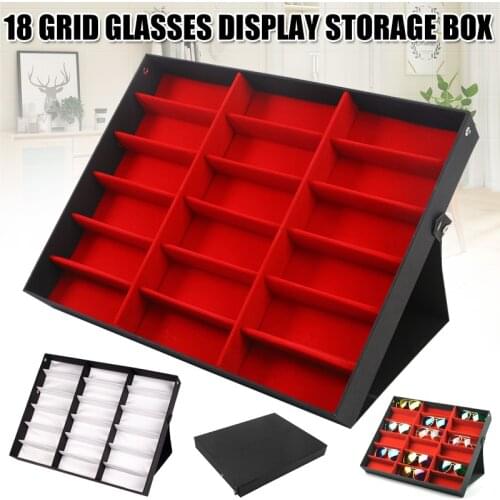 New 18 Grids Eyeglass Sunglasses Glasses Storage Display Box Holder Case Organizer Hogard