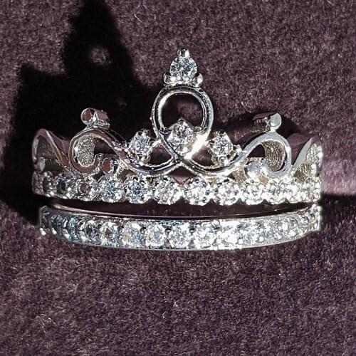 2021 new retro round original 925 sterling silver wedding ring set for women lady anniversary gift jewelry bulk sell R5147