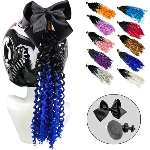 New 24" Punk Style Motorcycle Helmet Braids Bike Gradient Ramp Twist Sucker Removable Braid Pigtail Ponytail Motocross Racing
