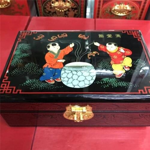 NEW Chinese handmade classic wooden lacquer & child 2 layers