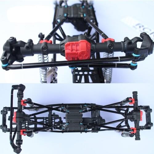 Axial scx10 ii frame upgrade parts Four-link w/ steering lever sets for 1/10 scale rc crawler scx10-2 90046/47 313mm wheelbase
