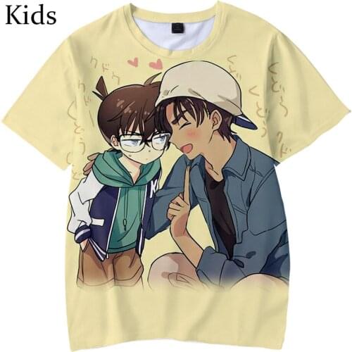 Popular 3D Detective Conan Kids Tees Suitable boys girls Harajuku Short Sleeve Summer Tees Hip Hop childrens casual T shirt