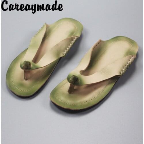 Careaymade-Summer Genuine leather Handmade New style soft leather retro literature and art clip toe Casual sandals for women