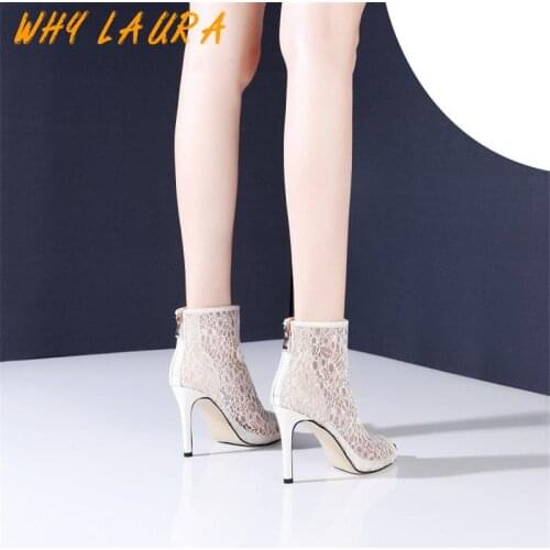 Summer fish mouth peep-toe sandals sexy high-heeled shoes sandals mesh cloth breathable European and American women summer high