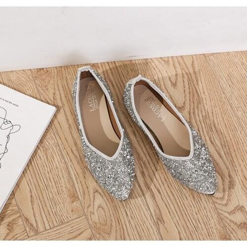 Explosion Style Fashion Casual Solid Color Simple Spring Autumn Essential Ladies Flat Shoes Retro Rhinestone Decoration W38-61