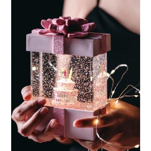 Light Crystal Ball Rotating Music Box , 8 Inch Snow Lamp Shape , Wedding Gift , Girlfriend Gift , Valentines Gift