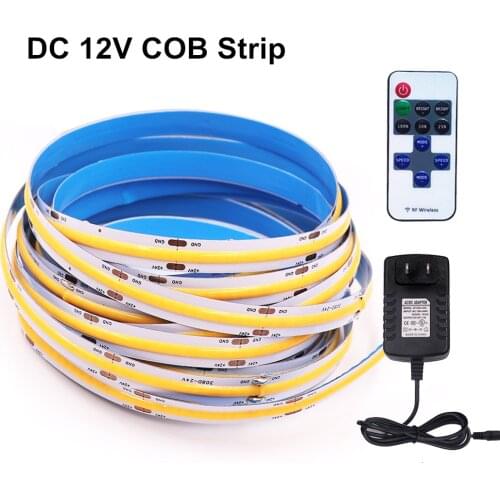 DC 12V COB Strip Light Super Brighter 3000K 4000K 6000K 384 528 LEDs Warm white /Nature White Flexible Dimmable LED Strip Lamp