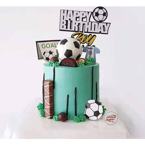 Kid Baby Boy Favor Football Party Cake Topper Decor For Football Ornaments Cake Decor Accessories Birthday Paper Cupcake Topper