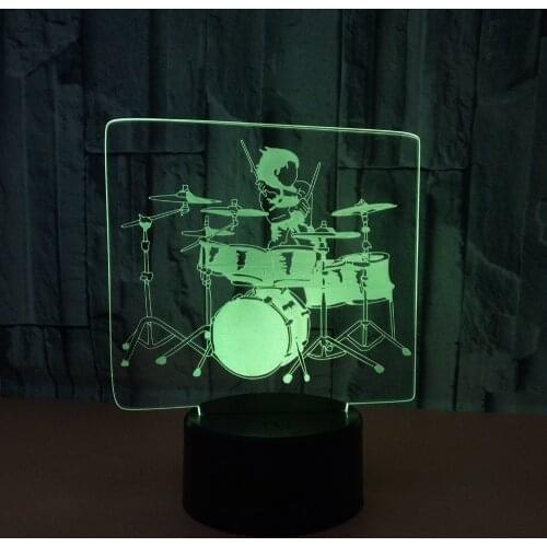 Creative Drum 3D LED RGB Night Light 7 Color Change Desk Light Action Figures Kids Home Christmas Toys