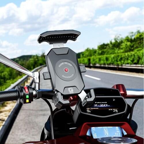 Bike Phone Mount Metal Motorcycle Handlebar Phone Holder Scooter Phone Clamp for 3.5-6.5" Smartphone with 360° Rotation