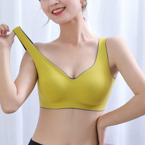 Yandw Wire Free Three Quarters Solid Back Closure Seamless Push Up Padded Plunge Women Underwear Nylon One-Piece Everyday Bra