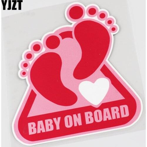 YJZT 14.4CMX15.6CM Baby on Board Car Sticker Little feet Pvc Decal 13A-0019