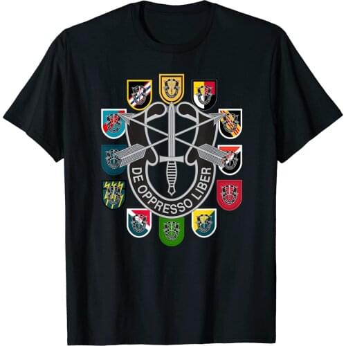 US Army Special Forces Groups Green Beret All Badge T-Shirt. Summer Cotton Short Sleeve O-Neck Mens T Shirt New S-3XL