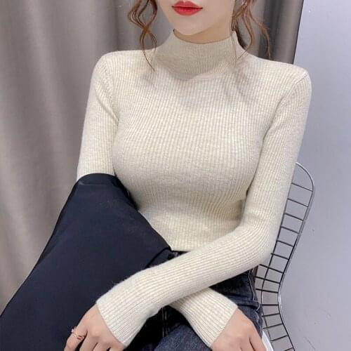 Womens half turtleneck sweater bottomed shirt with autumn and winter clothing