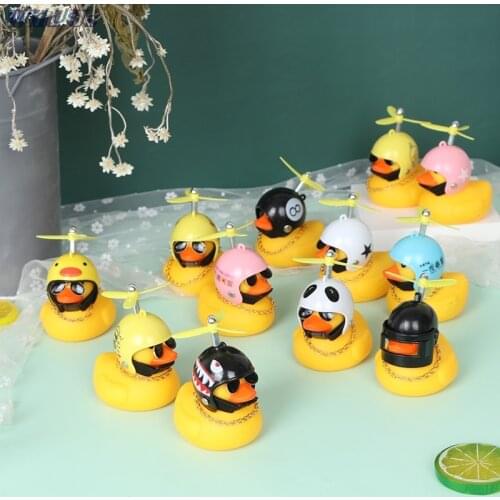 1pc Car Bicycle Goods Gift Lovely Small Yellow Duck With Sound Helmet Outdoor Sports For Car Ornaments Auto Interior Decoration