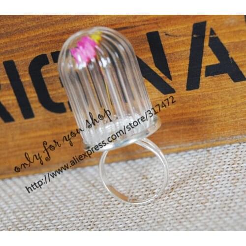 30sets/lot 30x20mm vertical stripes glass vial pendant &20mm ring base DIY glass vial pendant glass dry flower pendant