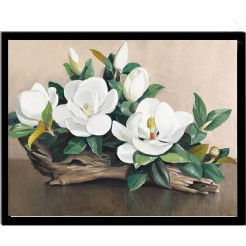 5D Diy Rhinestone Home Decoration Gift Full Square Round Magnolia Flower Diamond Painting Embroidery Mosaic Wall Stickers