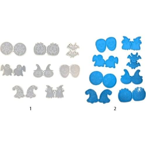 8 Pcs/Set DIY Halloween Earrings Epoxy Resin Mold Ear Pendants Silicone Mould