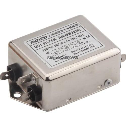 AN-6B22HL 3A 6A 10A 15A 20A 250V Double-Section High-Performance EMI Power Filter PLC Special Filter Inductor AN-3B22HL