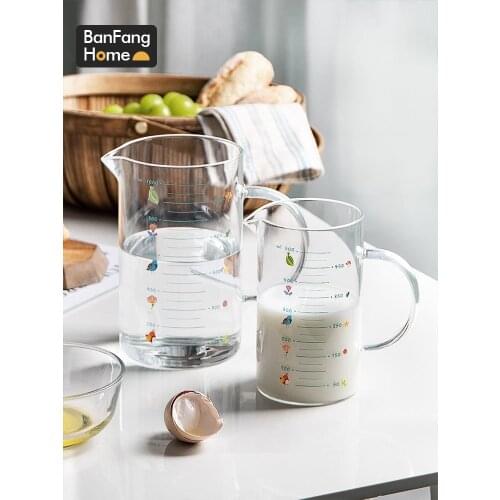 Large Capacity Garden Measuring Cup Kitchen Baking Measuring Tool Glass with Scale Household Heat-Resistant Milk Cup