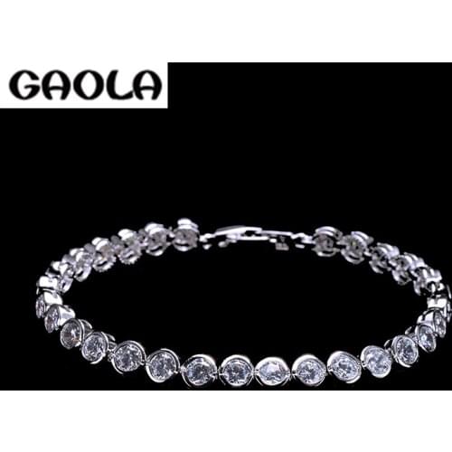 GAOLA Zircon Bracelet Unique Design Trendy Silver Plated Luxury Clear AAA Cubic Zirconia Jewelry Chain Bracelets GLS0129
