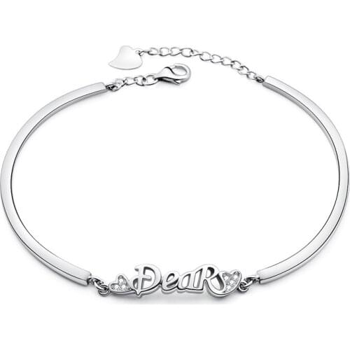 100% Silver Sterling Silver Bracelet&Bangles For Women Girl,New Fashion AAA Zircon Adjustable Bracelet Birthday Gift
